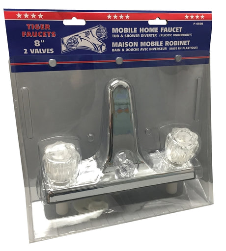 US Hardware P-050B Tub and Shower Diverter, Chrome, 2-Handle, Plastic