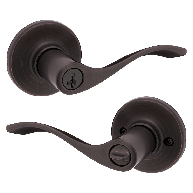 Kwikset 405BL 11P Entry Lever, Thumbturn Lock, Venetian Bronze, Zinc, Residential, Reversible Hand, 3 Grade