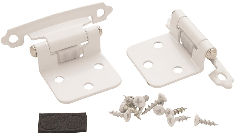 Amerock BPR3429W Variable Overlay Self Closing Face Mount White Cabinet Hinge, 3/8 in Inset, 2-3/4 in L x 1-3/4 in W, 1 pair