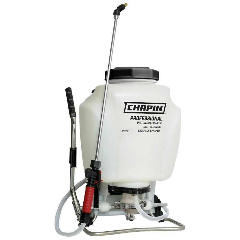Chapin 63900 Backpack Sprayer, 4 gal Tank, Poly Tank, 25 ft Horizontal, 23 ft Vertical Spray Range, 48 in L Hose