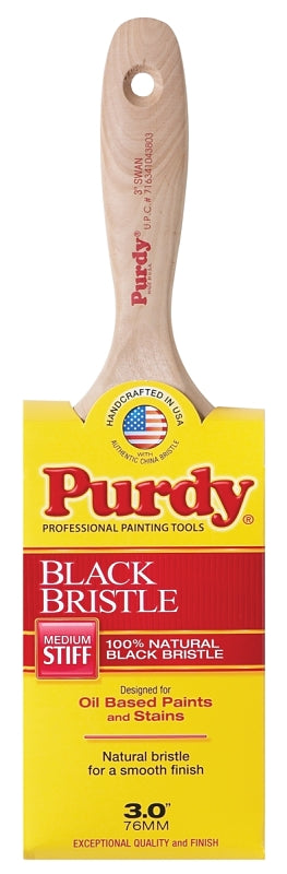Purdy 400030 Wall Brush, Natural Black, Hardwood Handle, 3 in W, China Bristle, Beaver Tail Handle