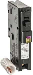 Square D HOM115DFC Circuit Breaker, Dual Function, Mini, 15 A, 1-Pole, Plug, 120 V