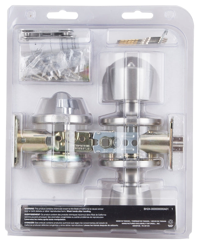 ProSource BS6B1-PS Deadbolt and Entry Lockset, Turnbutton Lock, Knob Handle, Tulip Design, Stainless Steel, 3 Grade, Pack of 2