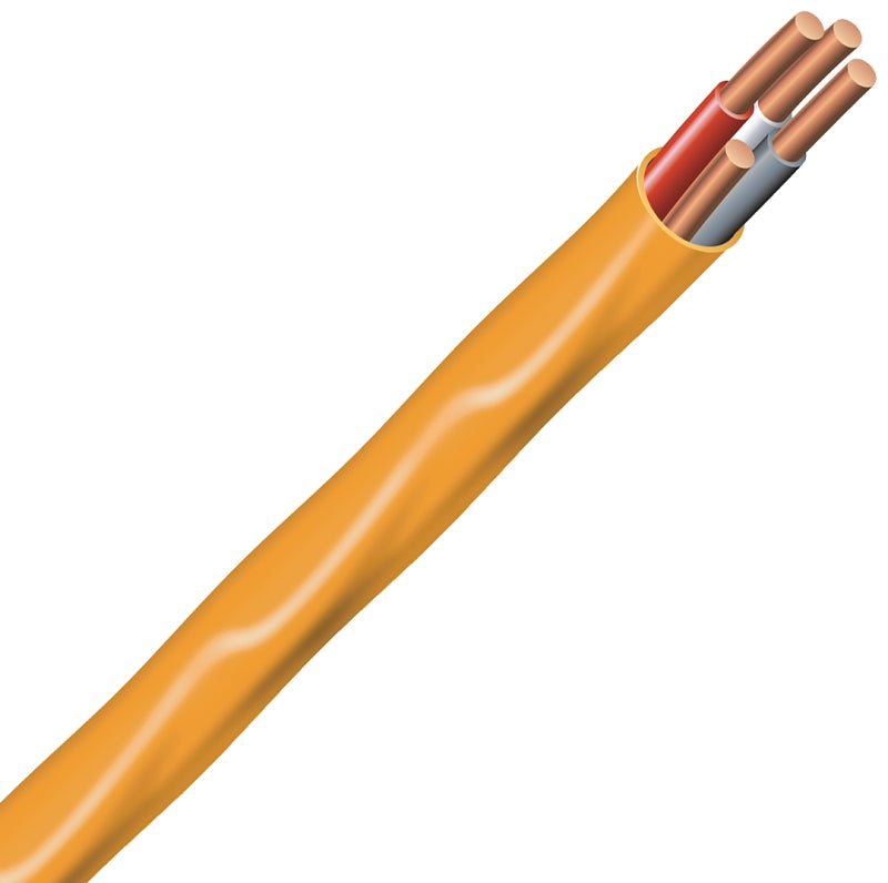 Romex 10/3NM-WGX50 Building Wire, 10 AWG Wire, 3-Conductor, 50 ft L, Copper Conductor, PVC Insulation, Nylon Sheath