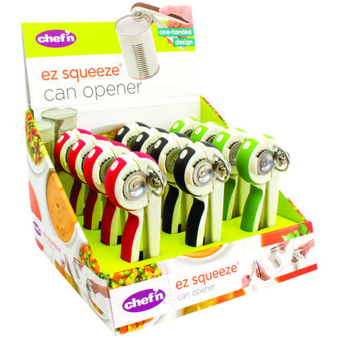Chef'n EZSqueeze Assorted Stainless Steel Manual Can Opener, Pack of 12