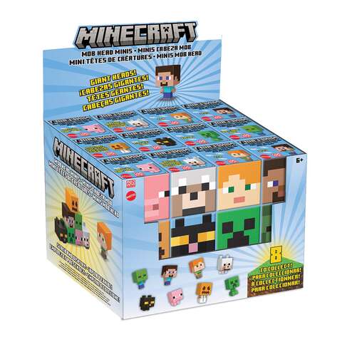 Mattel Minecraft Mob Head Minis Steve Figure Multicolored, Pack of 36