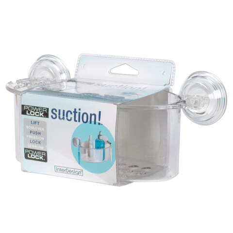 iDesign Power Lock 5  H X 10 in. W X 5 in. L Clear Shower Basket, Pack of 4