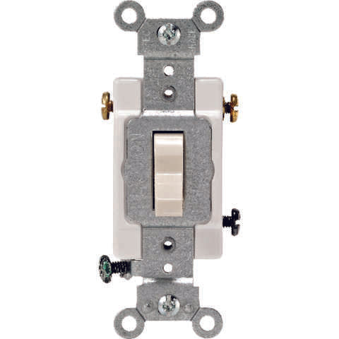 Leviton 15 amps Three Pole Toggle AC Quiet Switch Light Almond 1 pk