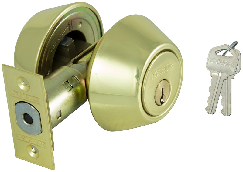 ProSource DB72V-PS Deadbolt, 3 Grade, Polished Brass, 2-3/8 to 2-3/4 in Backset, KW1 Keyway, Pack of 3