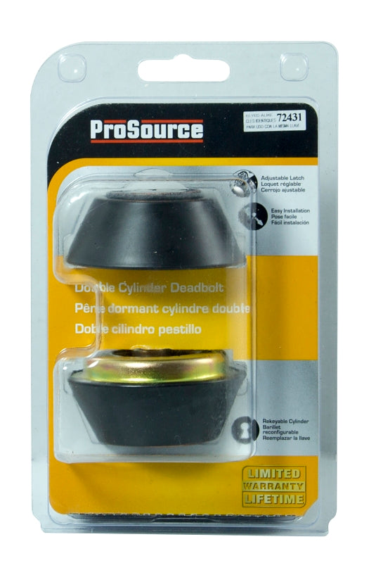 ProSource DBX2V-PS Deadbolt, 3 Grade, Aged Bronze, 2-3/8 to 2-3/4 in Backset, KW1 Keyway, 1-3/8 to 1-3/4 in Thick Door, Pack of 3