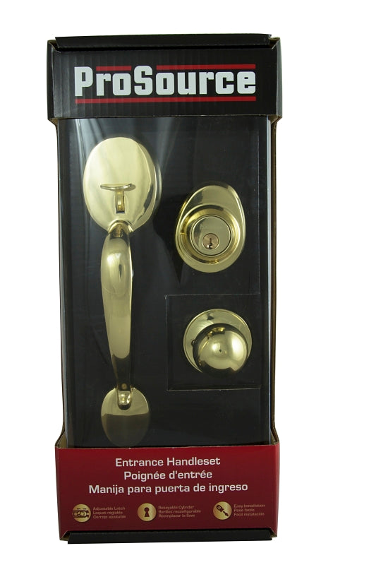 ProSource S7731-PS Combination Lockset, Polished Brass, T3 Interior Handle, 3 Grade, Brass