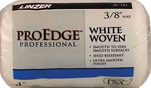 Linzer RC 101-4 Roller Cover, White, 3/8 in Thick Nap, 4 in L, Woven Fabric Cover, Pack of 12