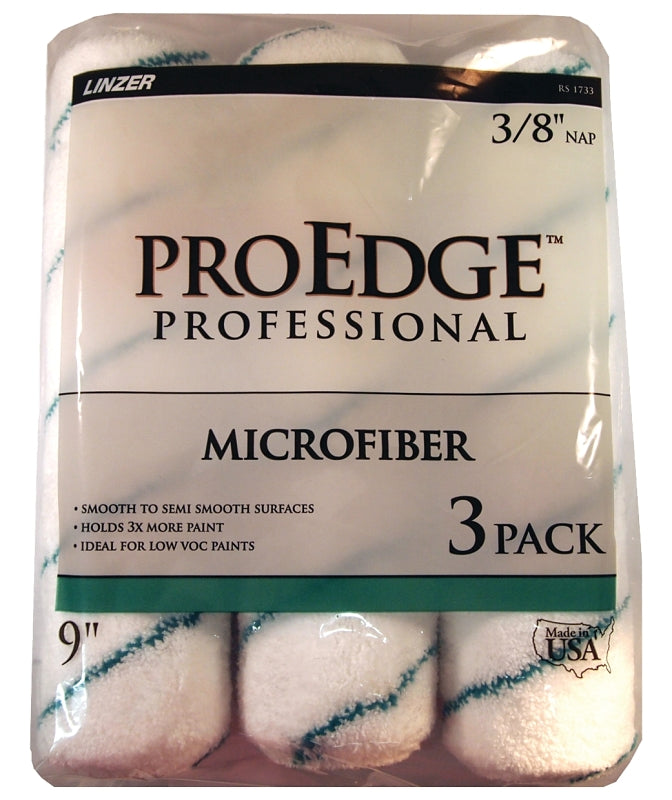 Linzer RS 1733 Roller Cover, 3/8 in Thick Nap, 9 in L, Microfiber Cloth Cover, 6/PK