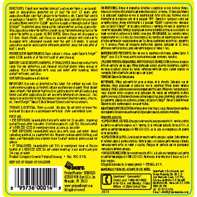 Spray & Forget House and Deck Cleaner 32 oz Liquid, Pack of 6