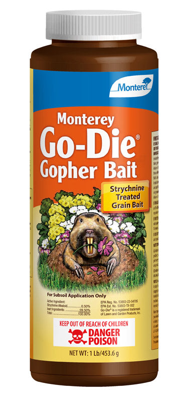 Monterey Go-Die Toxic Bait Granules For Gophers and Moles 1 lb, Pack of 6
