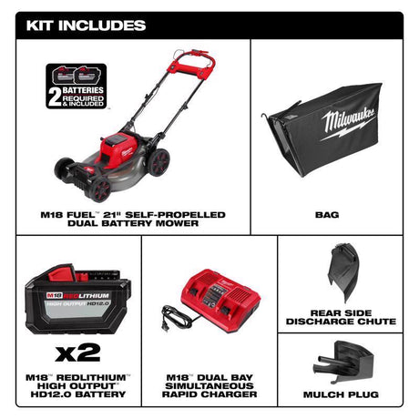 Milwaukee M18 FUEL 2823-22HD 21 in. 18 V Battery Self-Propelled Lawn Mower Kit (Battery & Charger)
