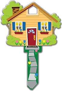 Lucky Line Key Shapes Series B105S Key Blank, House, Brass, Enamel-Coated, For: Schlage Locks, Pack of 5