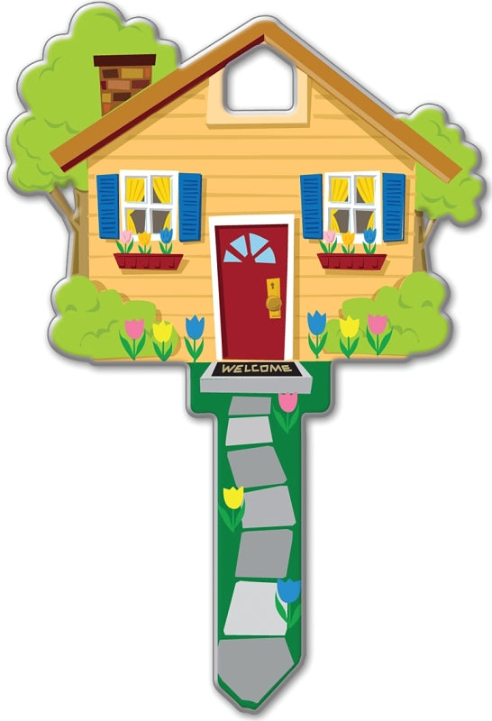 Lucky Line Key Shapes Series B105S Key Blank, House, Brass, Enamel-Coated, For: Schlage Locks, Pack of 5