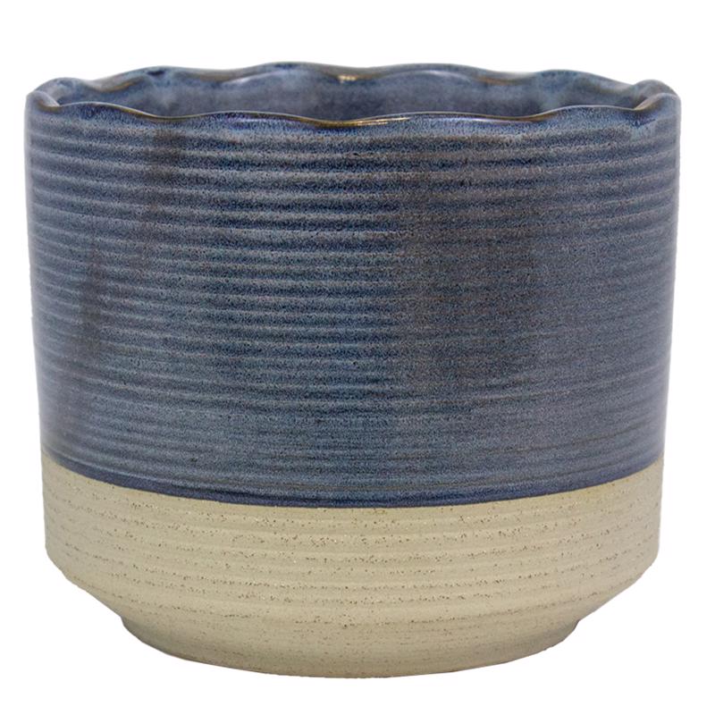 Trendspot Shore 5.1 in. H X 6 in. W X 6 in. D X 6 in. D Ceramic Planter Blue, Pack of 2