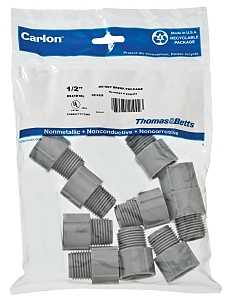 Carlon E943D10-UPC Terminal Adapter, 1/2 in MPT x Socket, 1.04 in Dia, 1.31 in L, Gray