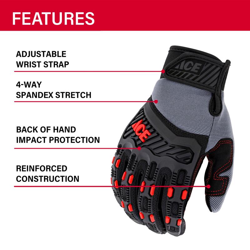 Ace High Performance Impact Gloves Multicolor L 1 pk