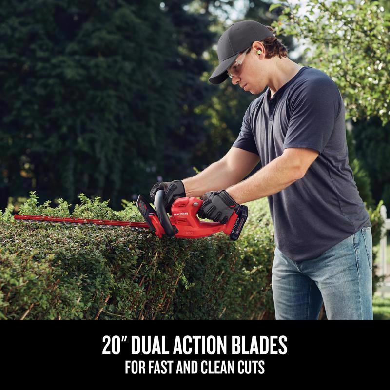Craftsman V20 CMCHT810C1 20 in. 20 V Battery Hedge Trimmer Kit (Battery & Charger)