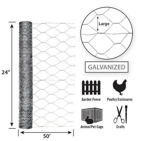 Garden Craft 36 in. H X 50 ft. L Galvanized Steel Fencing 2 in.