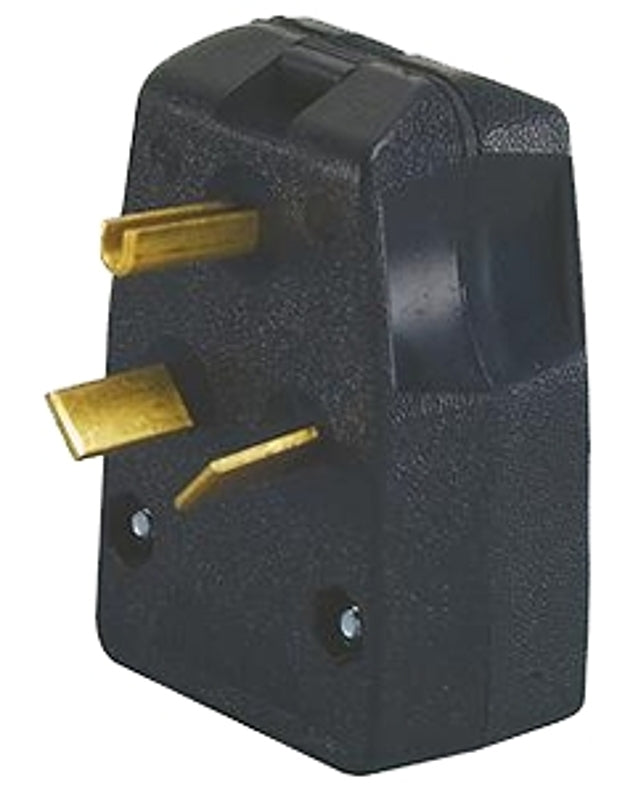 Leviton R50-00287-00T Electrical Plug, Angled, Dual Power, 11/16 to 1 in, 3-Pole, 30/50 A, 125/250 V, Black