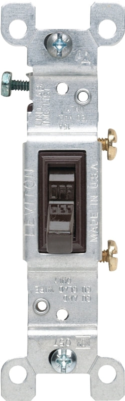 Leviton S00-01451-02S Series Switch, Brown, 15 A, 120 V, 1-Poles, Push-In Terminal, Thermoplastic Housing Material
