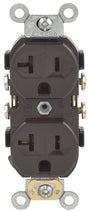 Leviton S00-0CR20-00S Duplex Receptacle, 2-Pole, 20 A, 125 VAC, Side Wiring, NEMA: 5-20R, Brown
