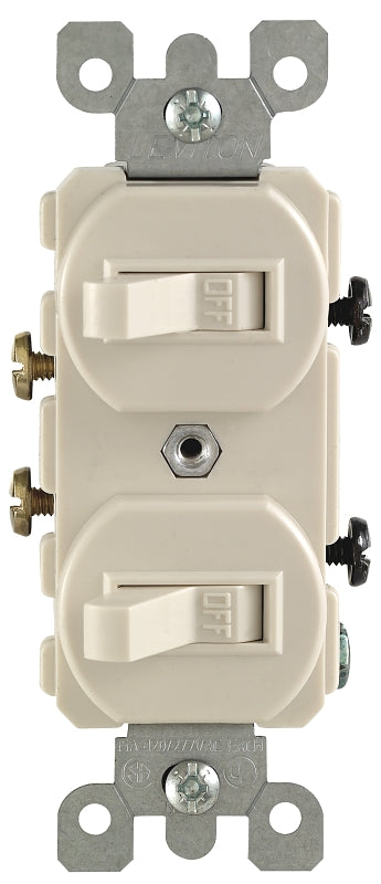 Leviton R56-05224-2TS Combination Switch, 1 -Pole, 15 A, 120/277 V, Wall Mounting, Light Almond