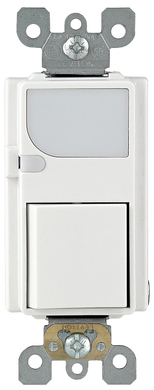 Leviton 6526-W Combination Switch, 15 A, 120 VAC, Back Wire, Side Wire Terminal, White