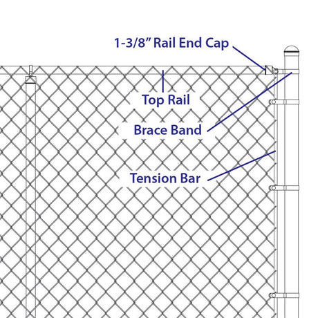 Yardlink Silver Aluminum Chain Link Rail End Cap 1 pk