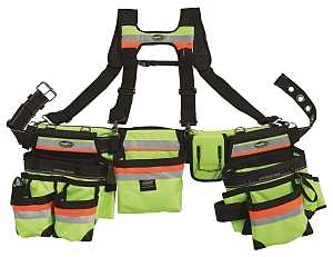 Bucket Boss 55185-HVOY Framer's Rig, 52 in Waist, Poly Fabric, Black/Yellow, 29-Pocket