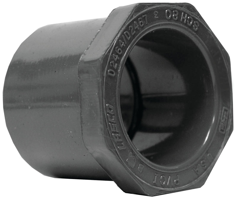 Lasco 837209BC Reducing Bushing, 1-1/2 x 1/2 in, Spigot x Slip, PVC, SCH 80 Schedule