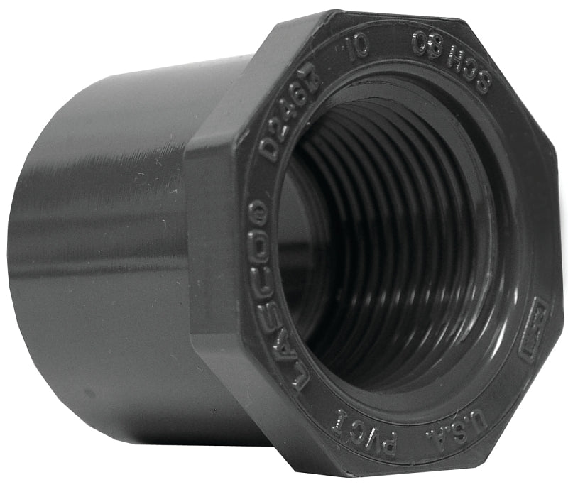 Lasco 838130BC Reducing Bushing, 1 x 1/2 in, Spigot x FIP, PVC, SCH 80 Schedule