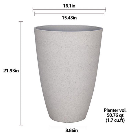L&G 21.9 in. H X 16 in. D Polyresin Speckle Tall Planter White
