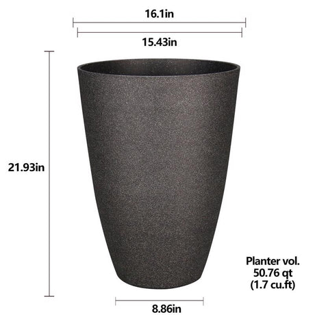 L&G 21.9 in. H X 16 in. D Polyresin Speckle Tall Planter Charcoal