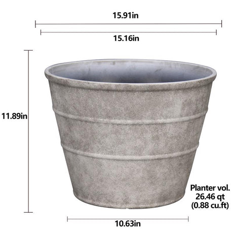 L&G 12 in. H X 16 in. D Polyresin Hamilton Planter Stone