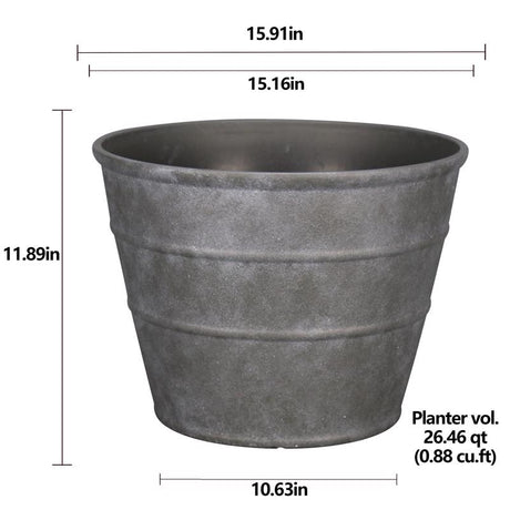 v 12 in. H X 16 in. D Polyresin Hamilton Planter Charcoal