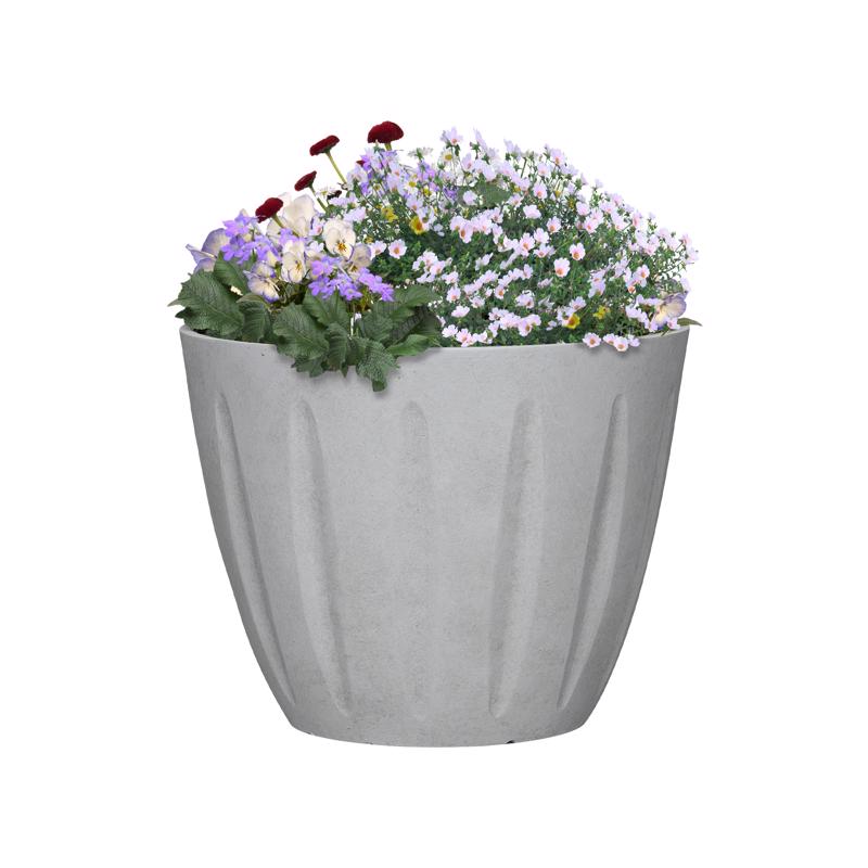 L&G 10 in. H X 12 in. D Polyresin Spritzer Planter Stone