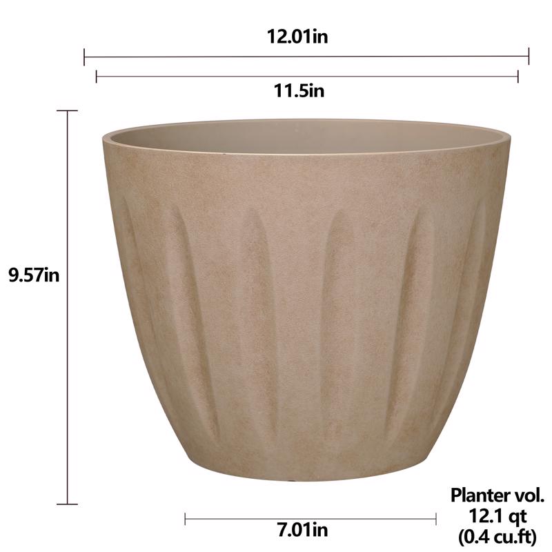 L&G 10 in. H X 12 in. W X 12 in. D X 12 in. D Polyresin Spritzer Planter Terracotta