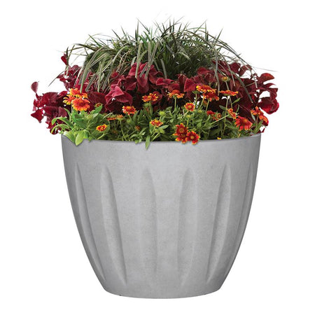 L&G 13 in. H X 16 in. D Polyresin Spritzer Planter Stone
