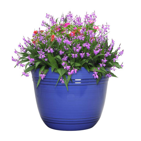 L&G 11 in. H X 14.5 in. W X 14.5 in. D X 14.5 in. D Polyresin Galileo Planter Cobalt