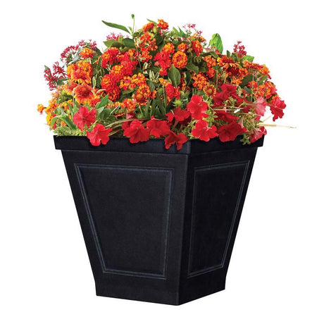 L&G 16.7 in. H X 16 in. W X 16 in. D Polyresin New England Planter Black