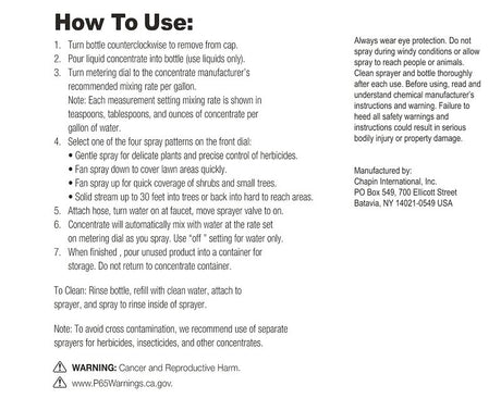Chapin G499 Hose End Sprayer, Adjustable, 2-1/4 in Tank Mouth Opening, 32 oz Cup, Poly