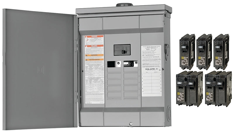 Square D HOM1224M125PRBVP Load Center, 24 -Pole, 125 A, 12 -Space, Plug-On Neutral, NEMA 3R Enclosure