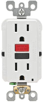 Leviton R72-GFNT1-0RW GFCI Duplex Receptacle, 2 -Pole, 15 A, 125 V, Back, Side Wiring, NEMA: 5-15R, White
