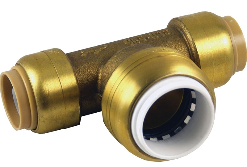 SharkBite UIP371A Transition Pipe Tee, 3/4 in, Push-to-Connect, DZR Brass