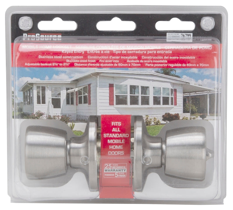 ProSource T-5764SS-ET Entry Knob, Brass, Stainless Steel, Pack of 3